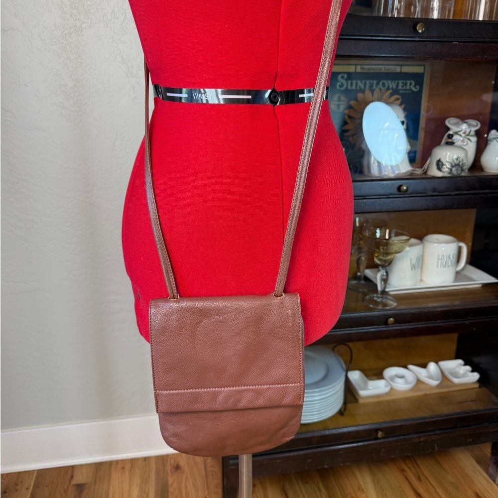 J. Jill Milk Chocolate Brown Leather Boho Crossbody Bag